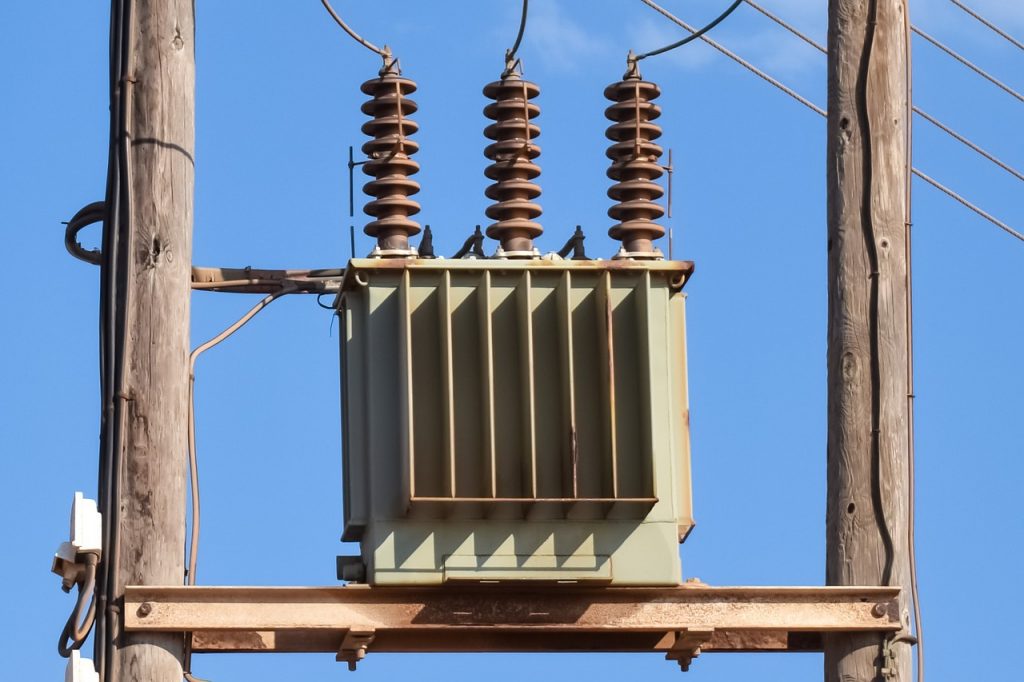 The power transformer in a substation